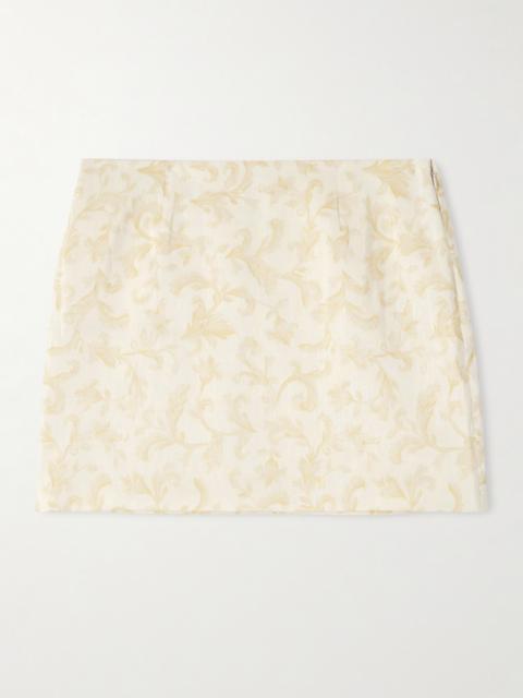 POSSE Isla Printed Linen And Silk-blend Mini Skirt