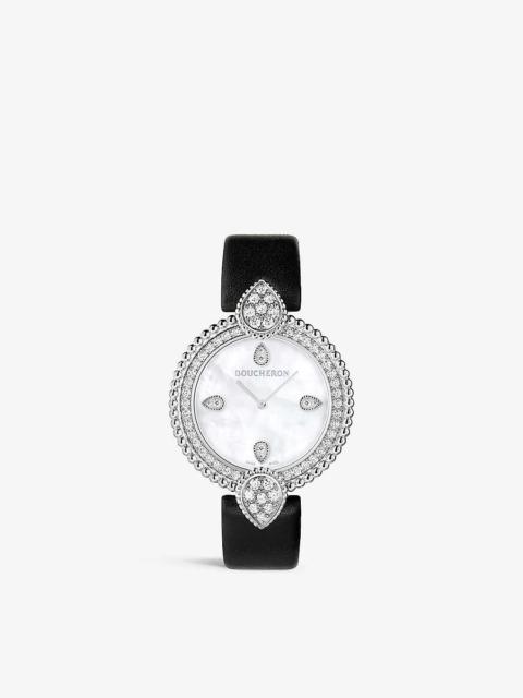 Boucheron WA015801 Serpent Bohème steel, 1.21ct and leather diamond quartz watch