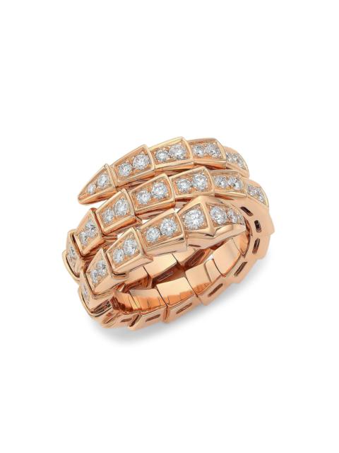 BVLGARI 공급 업체 18K 로즈 골드 & Pavé 다이아몬드 2 코일 링