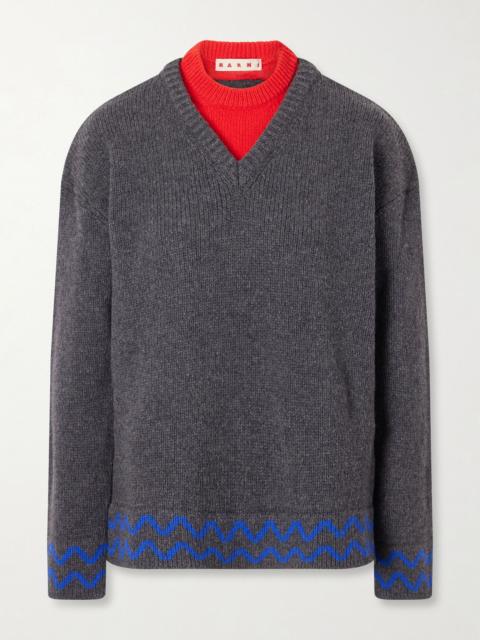 Marni Layered wool sweater Gray