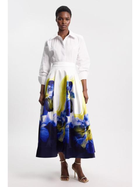 KAREN MILLEN Photographic Floral Twill Prom Skirt