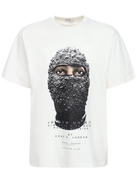 Mask print cotton t-shirt