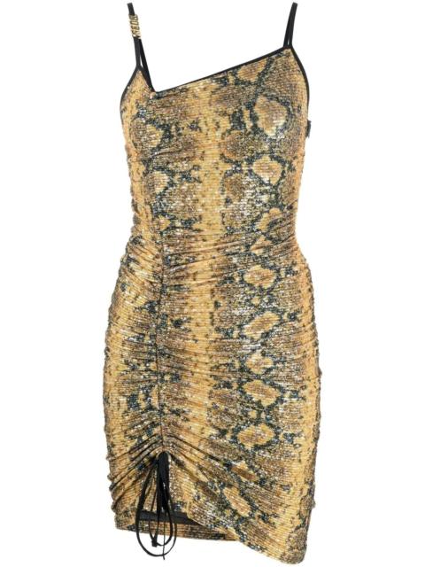 GCDS snakeskin print gathered mini dress