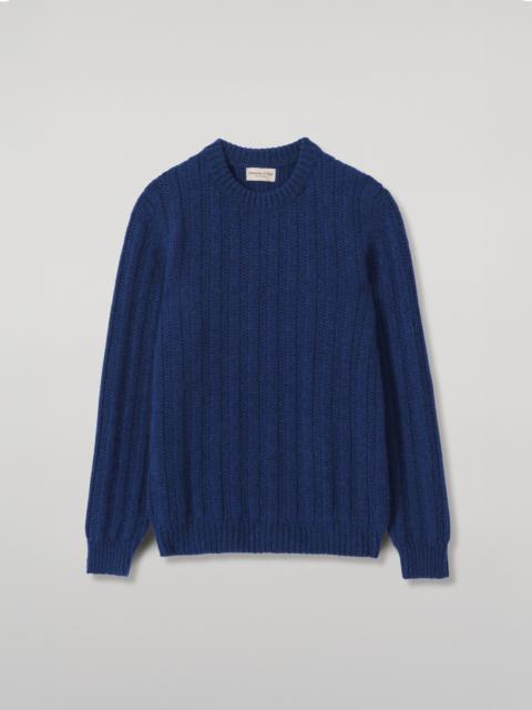 Johnstons of Elgin Donachie Blue Marble Ribbed Cashmere & Cotton Jumper