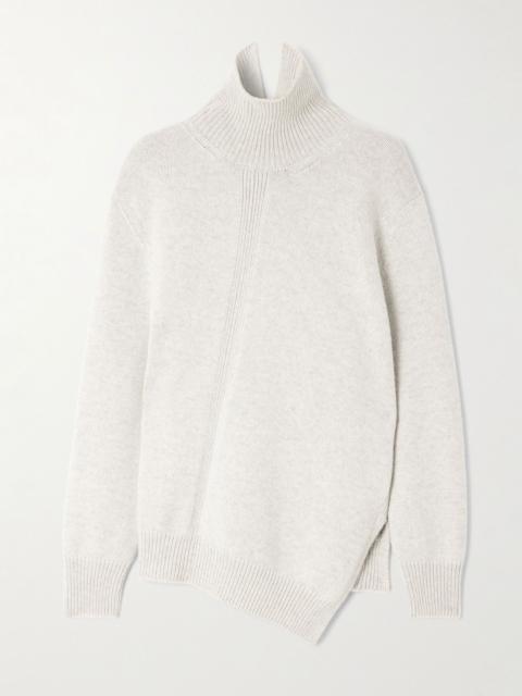 Jil Sander Asymmetric alpaca and wool-blend turtleneck sweater Light gray