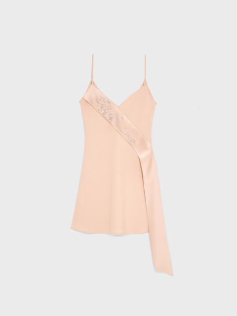 Blumarine SLIP DRESS WITH SATIN BAND AND LOGO DECORATION