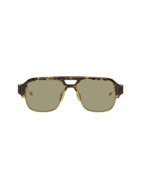 Brown Acetate & Titanium Aviator Pilot Sunglasses