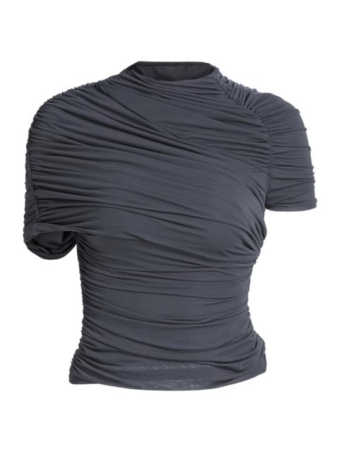RONNY KOBO Women's Vega Ruched Jersey Top - Charcoal