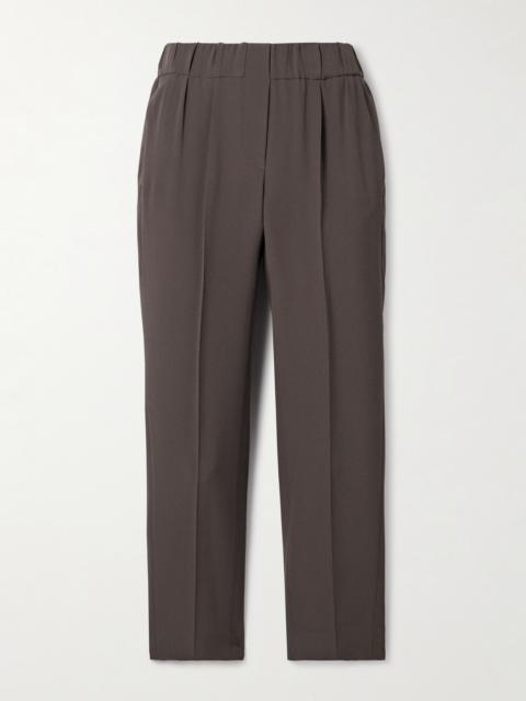 Brunello Cucinelli Cropped Pleated Crepe Pants