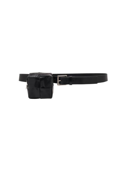 Cassette Pouch Leather Waist Belt black