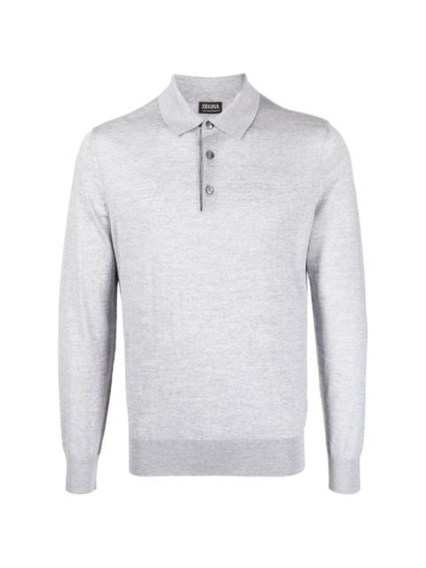 long-sleeve wool polo shirt