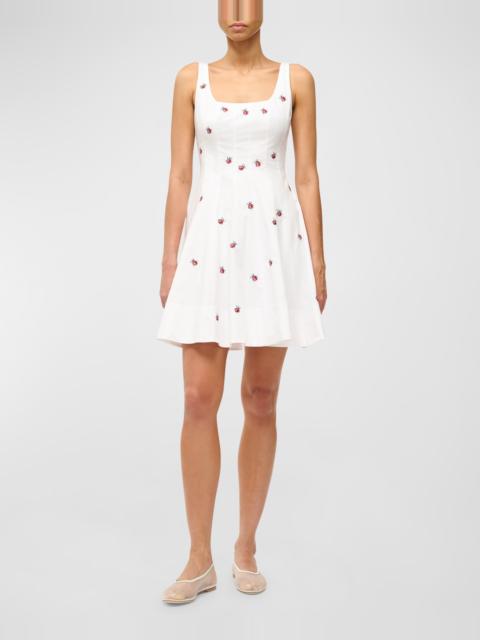 STAUD Wells Ladybug Print Cotton Poplin Sleeveless Mini Dress