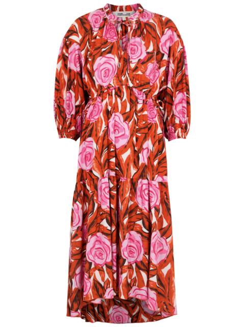Diane Von Furstenberg Artie Floral-print Cotton-blend Midi Dress