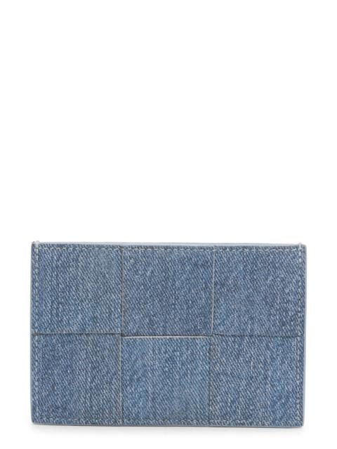 Bottega Veneta Bottega Veneta Cassette Denim Print Leather Card Case in Blue/Ice