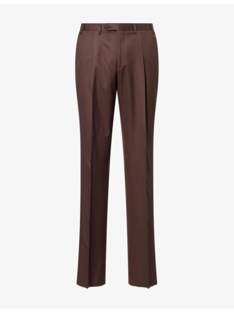 CORNELIANI Super 180 Pleated Straight-Leg Wool Trousers