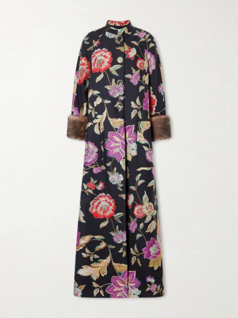 Valentino Shearling-trimmed Wool-blend Floral-brocade Coat