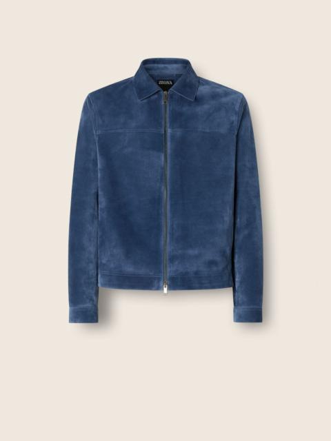 ZEGNA LIGHT BLUE SUEDE BLOUSON
