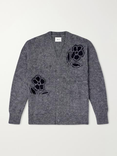 NN07 Kyle 60021 Embroidered Intarsia-Knit Brushed Alpaca-Blend Cardigan