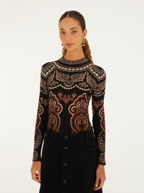 FARM RIO Nicole Long Sleeve Jersey Bodysuit