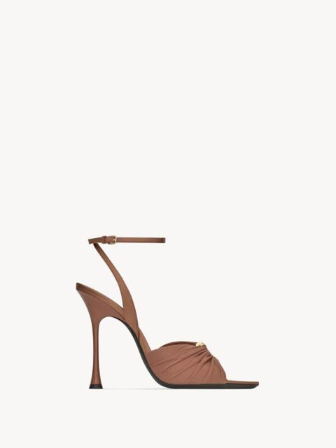 SAINT LAURENT LOLA SANDALS IN SMOOTH LEATHER AND DRAPED JERSEY