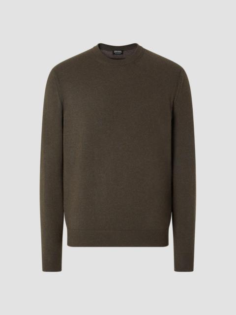 ZEGNA Men's Oasi Cashmere Crewneck Sweater - Dark Olive Green
