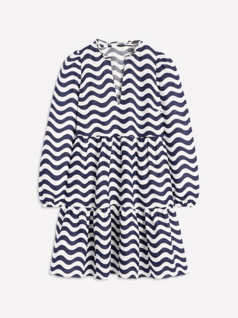 BODEN Esme Linen Mini Dress-French Navy, Mono Wave