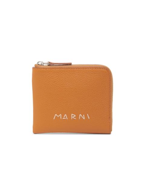 Marni Men's Zip Around Leather Wallet - Brick