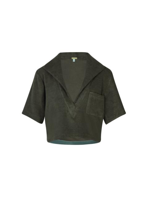 Johanna Ortiz Misty Cropped Cotton Terry Top green