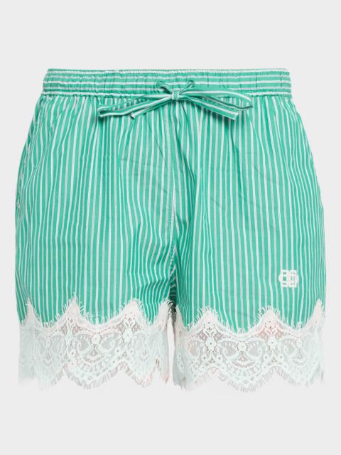 SIMKHAI Poplin Lace-Trim Boxer Shorts
