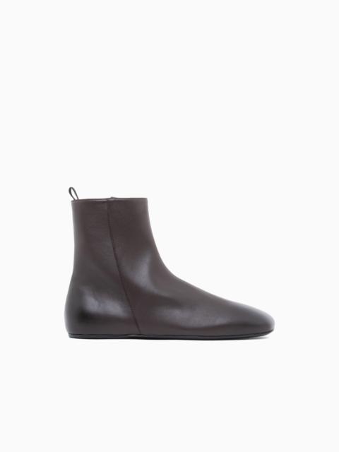 EMPORIO ARMANI SMOOTH NAPPA LEATHER ANKLE BOOTS WITH A SIDE ZIPPER