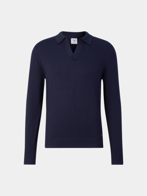 BOGNER Garry knitted polo long-sleeved top in Navy blue