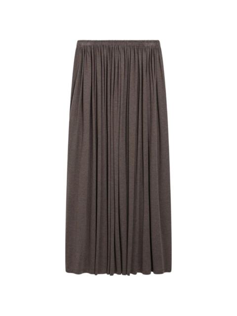 Max Mara long pleated skirt in lightweight jersey - mud