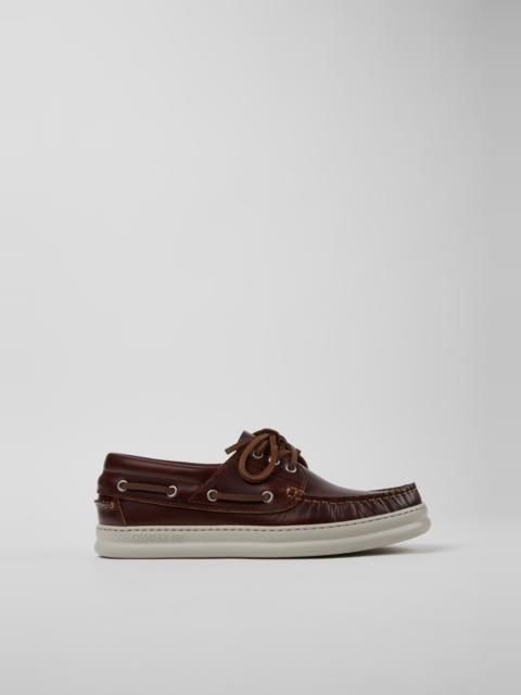 CAMPER Runner Brown Leather Moccasins/Nautical Shoes for Men.