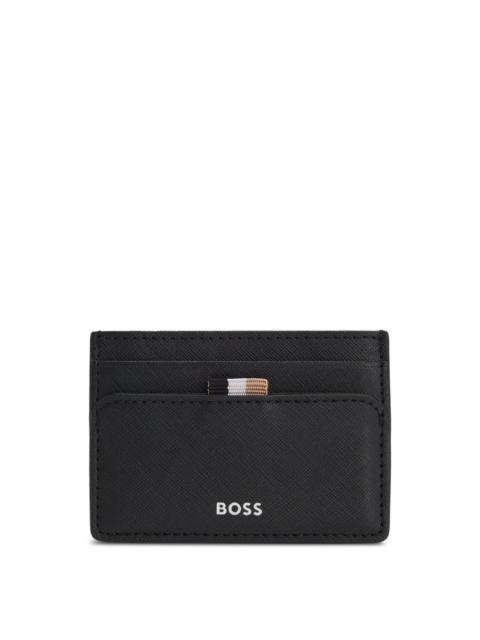 BOSS STRUCTURED MONEY-CLIP CARD HOLDER WITH LOGO DETAIL