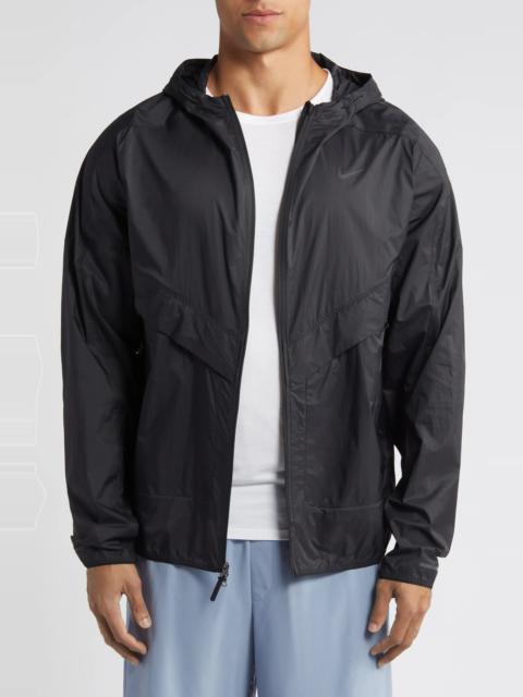 Running Division Hooded Nylon Running Jacket in Black/Black