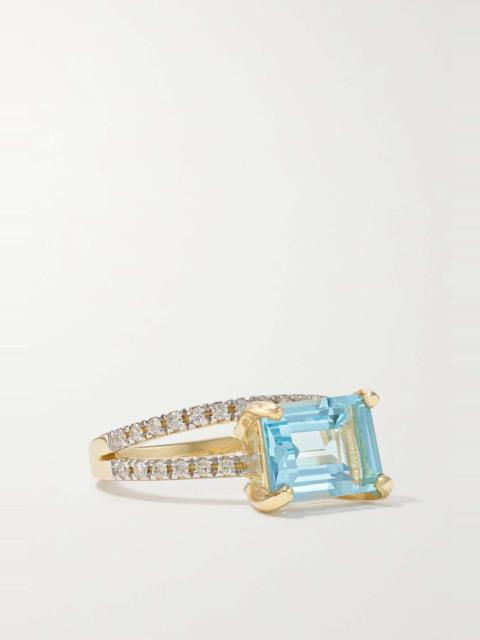 Point of Focus 14-karat gold, topaz and diamond ring