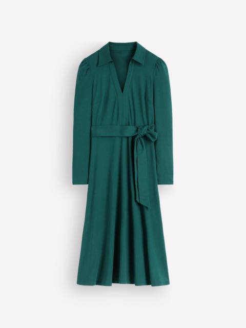 BODEN Imogen Collared Jersey Dress-Sea Moss