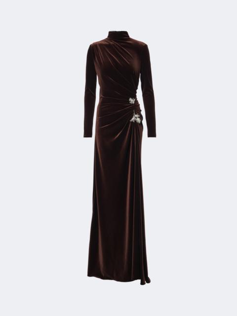 Monique Lhuillier Draped embellished velvet gown