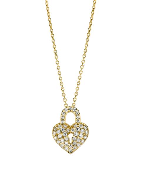 ROBERTO COIN Women's Tiny Treasures 18K Yellow Gold & 0.25 TCW Diamond Heart Lock Pendant Necklace - Yellow Gold