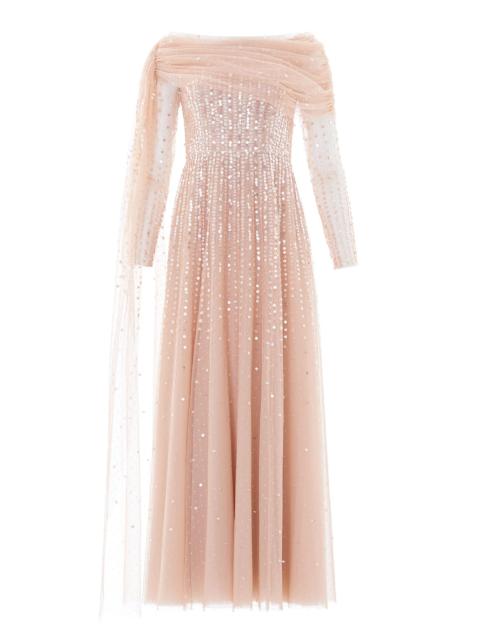 Needle & Thread Moonlight Sequin Draped Long Sleeve Gown