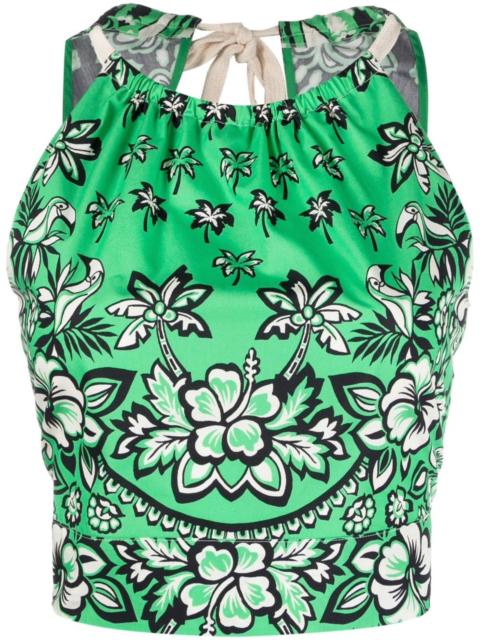 REDValentino floral-print cropped top