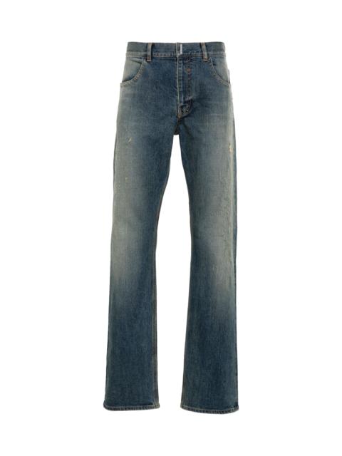 Givenchy LOGO-PLAQUE DISTRESSED STRAIGHT JEANS