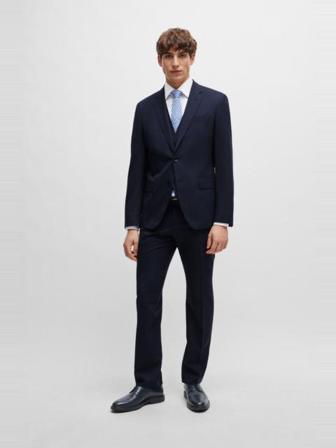 BOSS SLIM-FIT SUIT IN PATTERNED STRETCH WOOL
