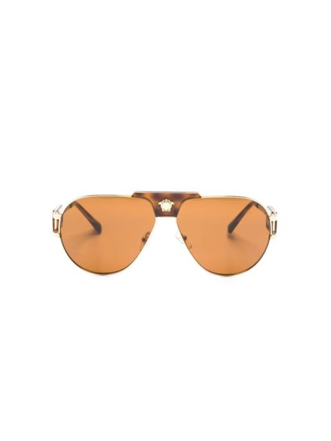 VERSACE Medusa-plaque pilot sunglasses