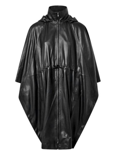 Yves Salomon LEATHER CAPE WITH DRAWSTRING WAIST