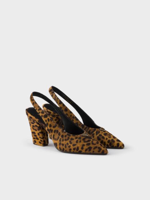 Prada Printed leather slingback pumps