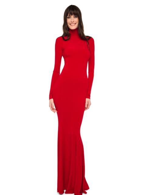 NORMA KAMALI LONG SLEEVE TURTLE FISHTAIL GOWN