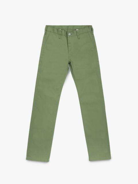 Iron Heart IH-717-OLV 9OZ MERCERISED SELVEDGE COTTON STRAIGHT CUT CHINOS - OLIVE