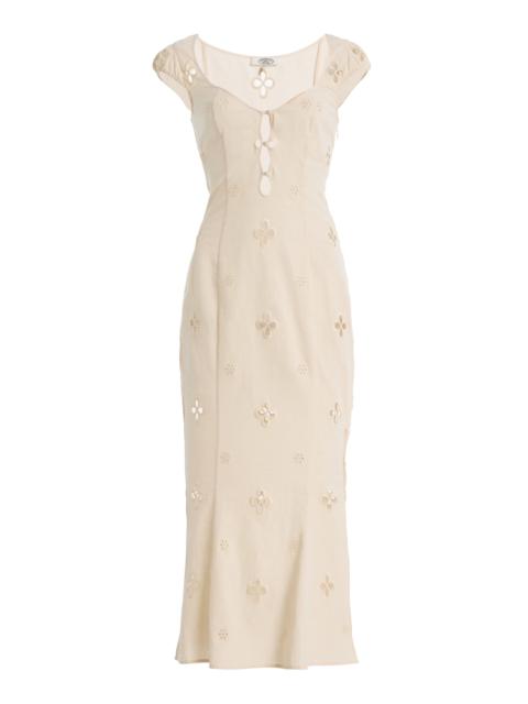 Mirror Palais Maria Cotton-Linen Maxi Dress white