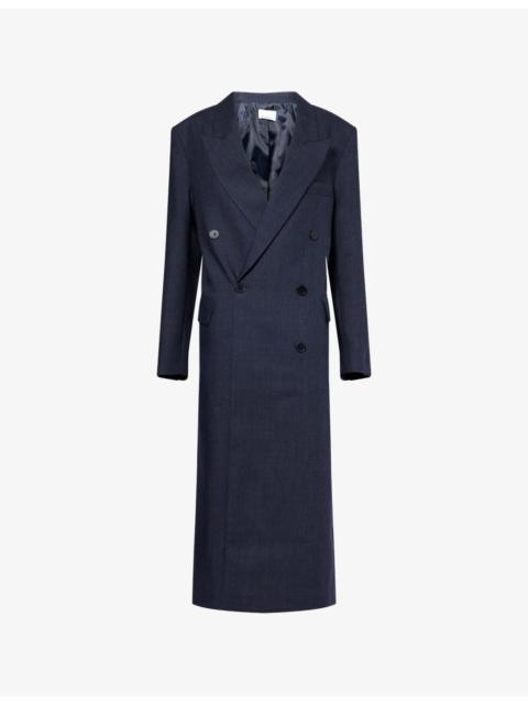 The Frankie Shop Jane Plaid Peak-Lapels Wool Coat
